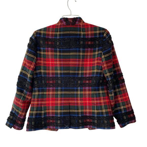 J. Crew Tartan Festive Stewart Wool Blend Red Going Out Blazer size 0 - Picture 6 of 9